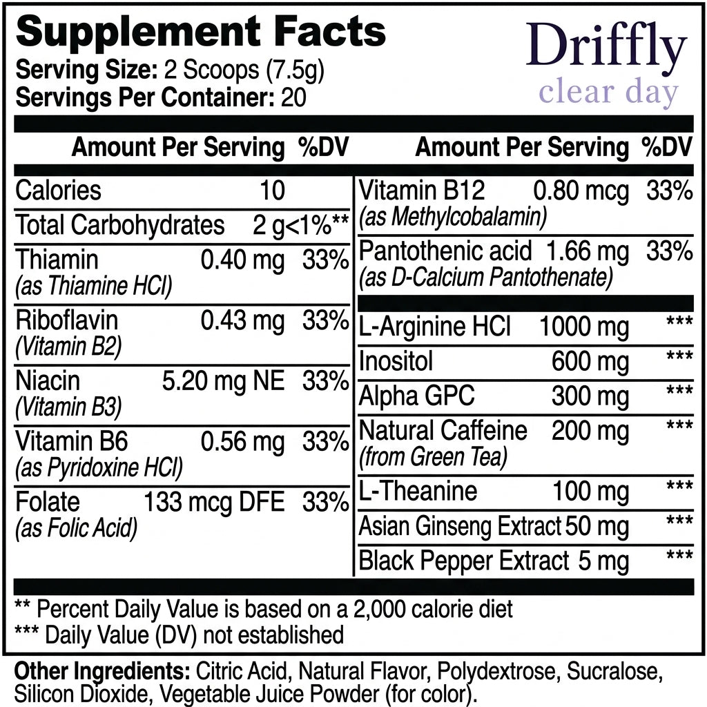 Driffly Clear Day Focus Drink Mix, Grape